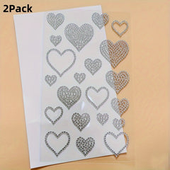 42pcs Heart Shaped Rhinestone Stickers for Christmas Window Car Decor 2 Sh