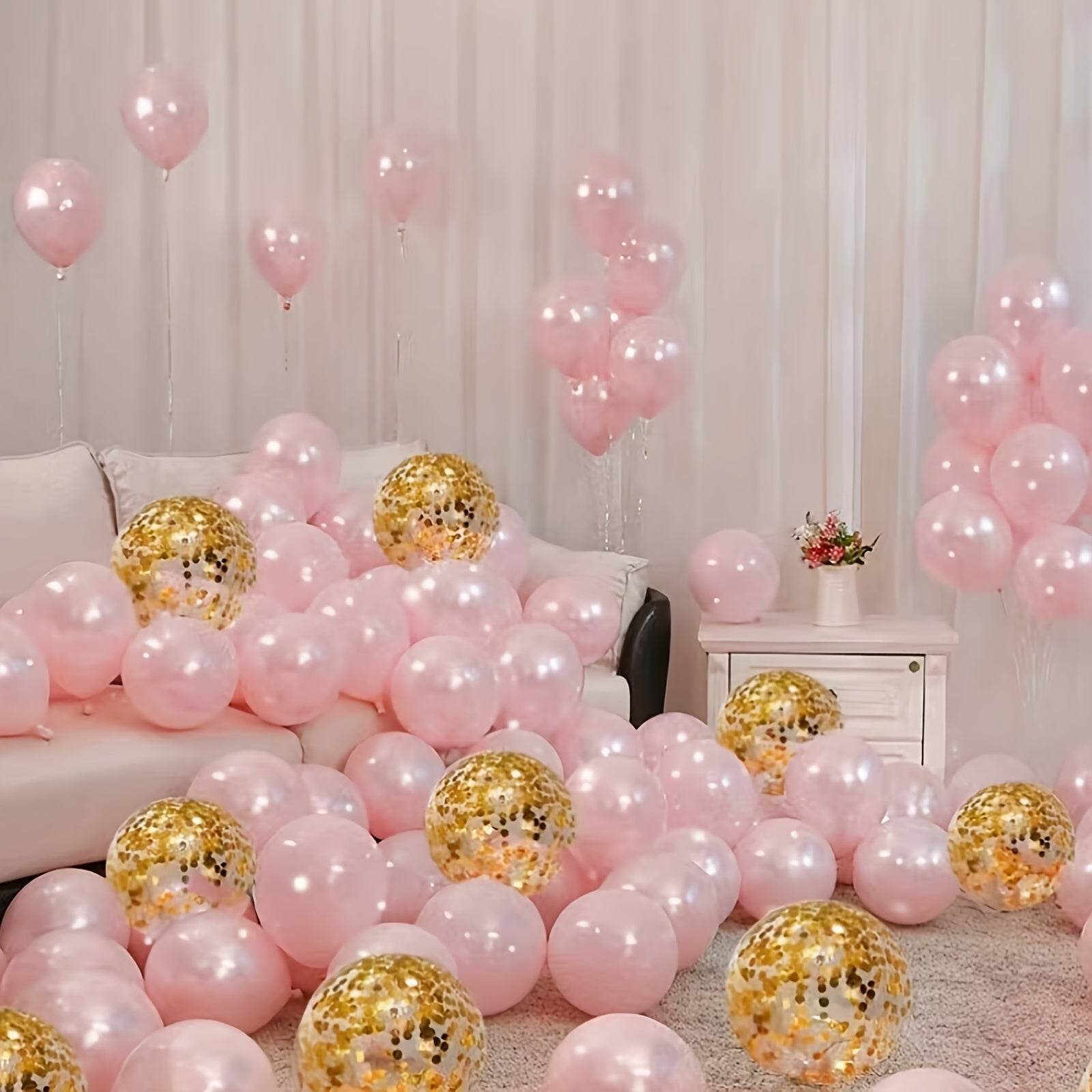 20pcs Pink Confetti Balloon Set For Parties & Events