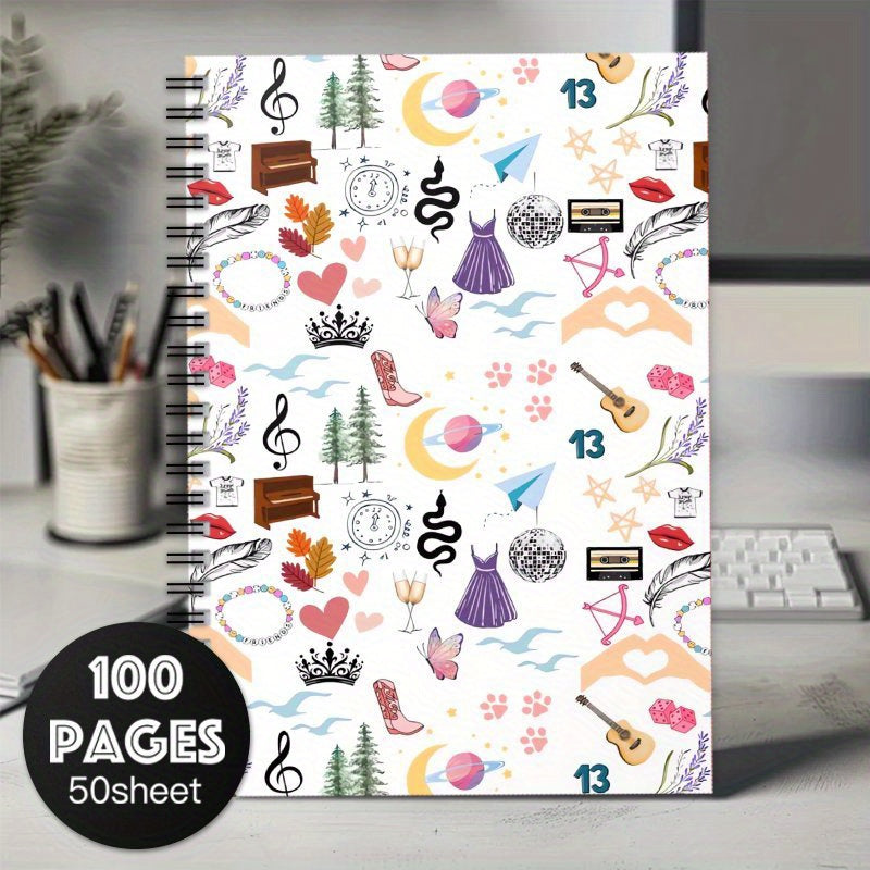 Whimsical Swifty Fan Spiral Notebook 100 Pages