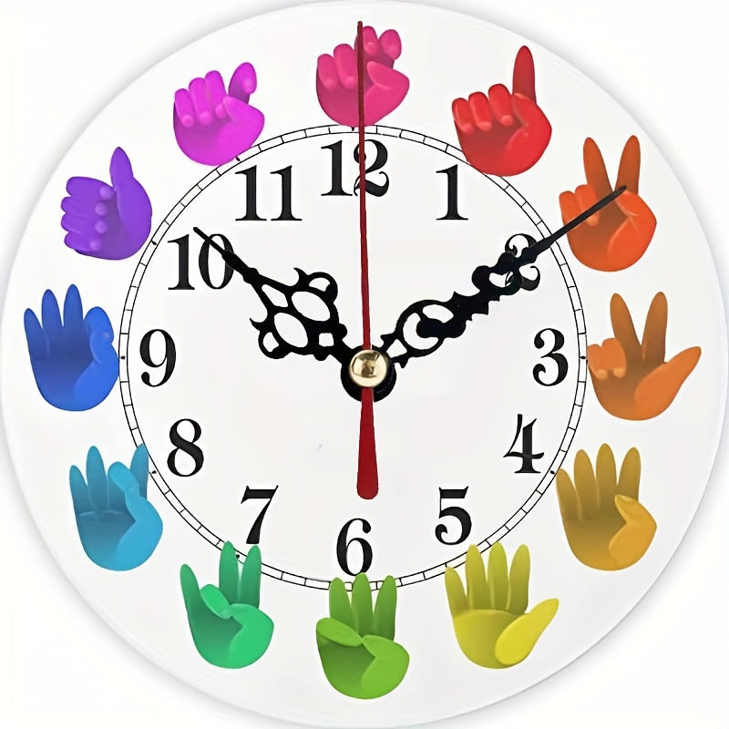 Sign Language Wall Clock Rainbow Silent Gift Farmhouse Wall Decor