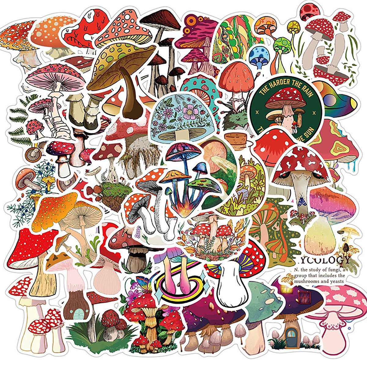 50pcs Doodle Stickers Waterproof for Journals Suitcases Phones