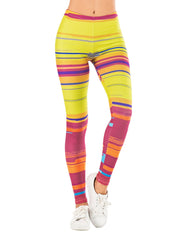 Colorful Streak Print High Waist Leggings