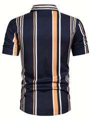 Men's Striped Lapel Shirt