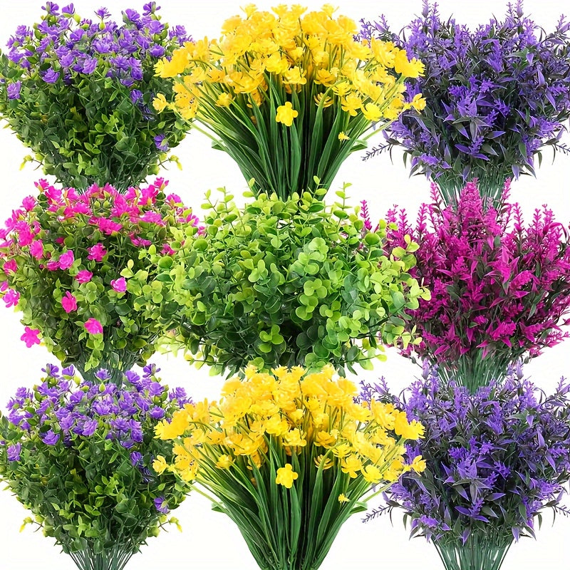 6 UV Resistant Artificial Flower Bundles for Garden Patio Porch