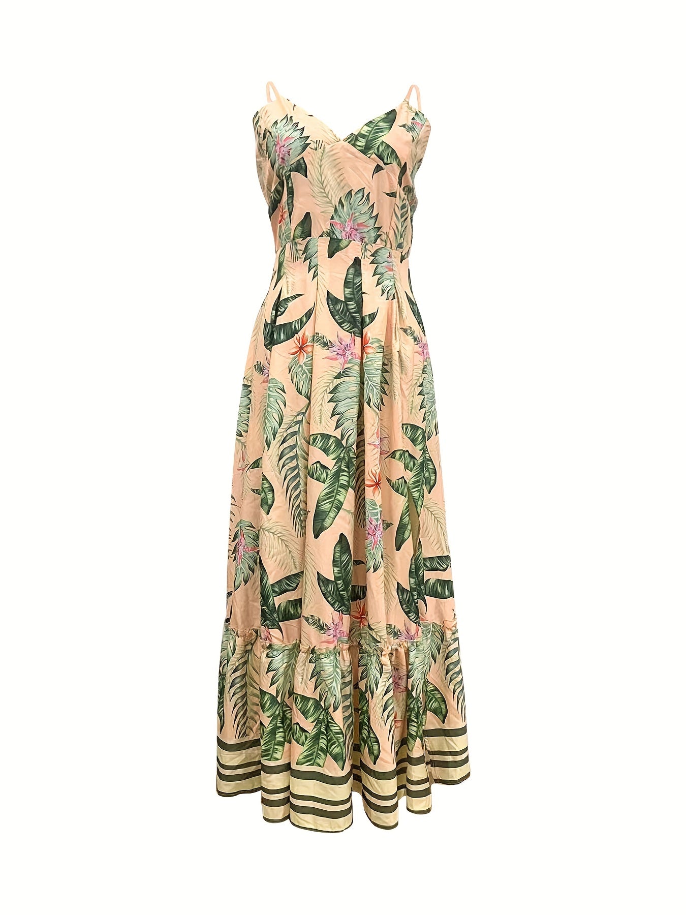 Vintage Plants Print Maxi Dress Sleeveless Cami