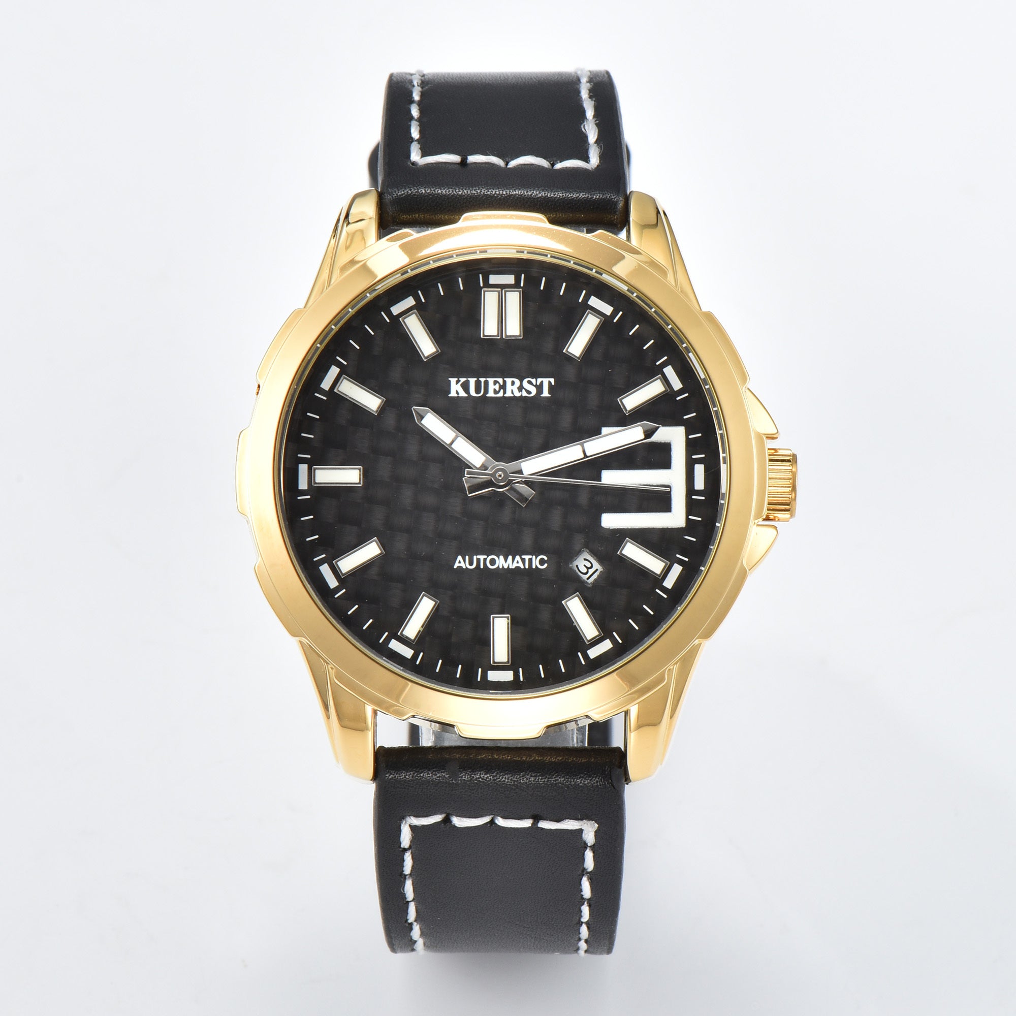 Youth Men's Belt Carbon Fiber Mechanical Watch