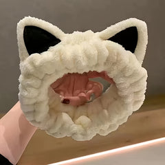 Cat Ears Face Wash Headband Coral Fleece Hairband