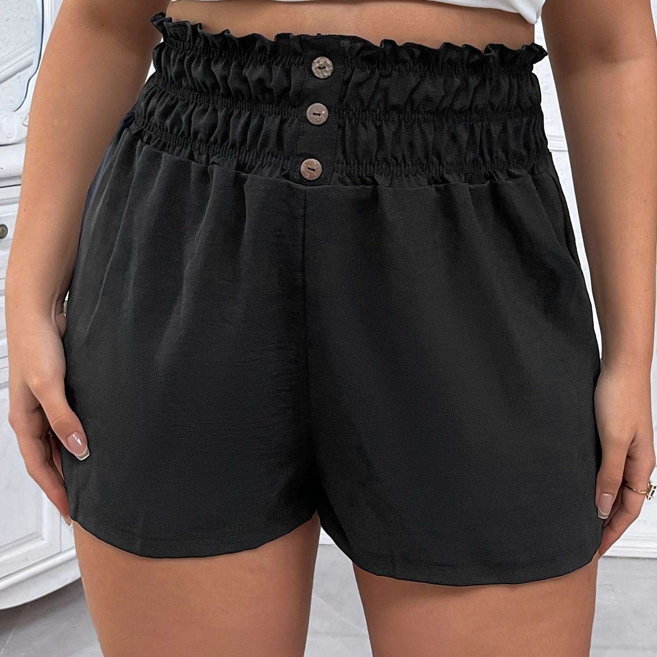  Ruched Paperbag Waist Shorts