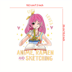 Ramen Cartoon Iron On Heat Transfer Sticker For Girls DIY T Shirt Backpack