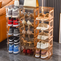 Foldable Plastic Shoe Rack Stackable Space Saving Organizer