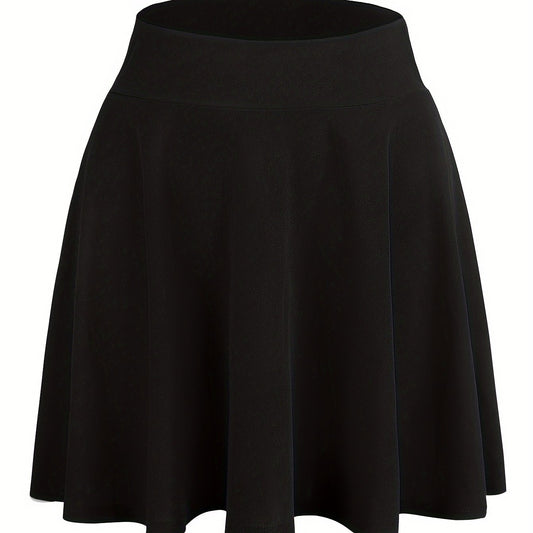  Solid Wideband Waist High Rise A line Mini Skirt