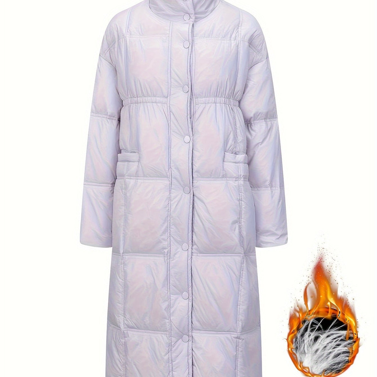 Women's Long Puffer Jacket Winter Warm Knee-Length Outerwear