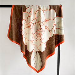 Floral Print Square Scarf Silk Shawl Twill Satin Bandana Spring Summer