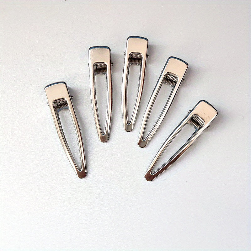 5pcs Silvery Hair Clip Duck Billed Clip For Side Hair Bang Women Girls