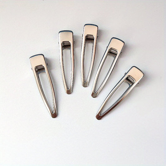 5pcs Silvery Hair Clip Duck Billed Clip For Side Hair Bang Women Girls