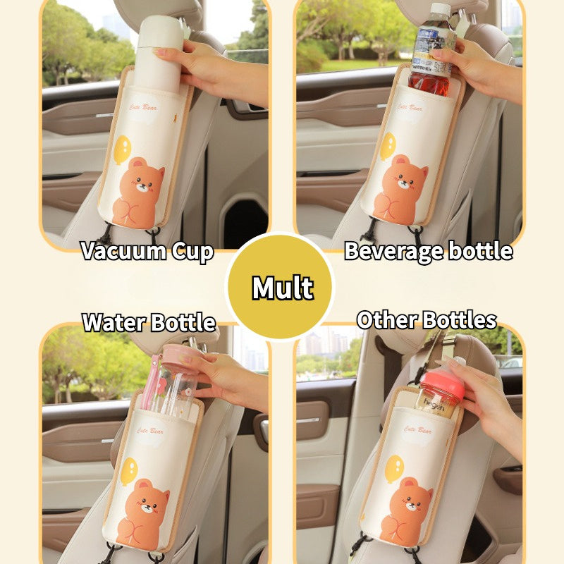 Bear Car Seat Cup Holder Organizer Waterproof Stain Resistant Backseat Storage B