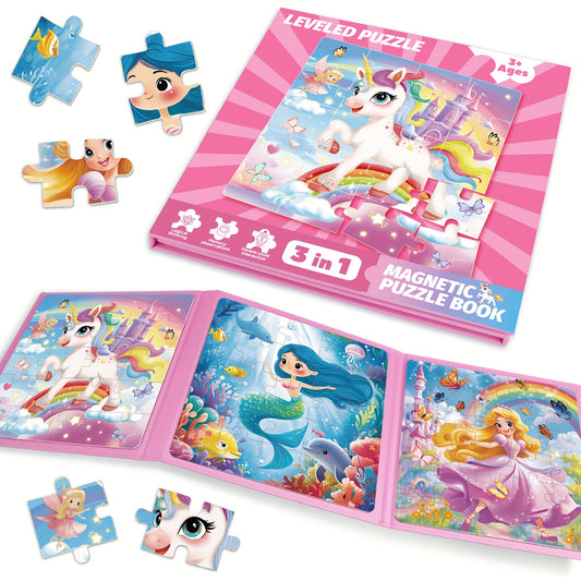 Magnetic Puzzles for Kids Toddler Book to Develop Creativity and Motor Skills