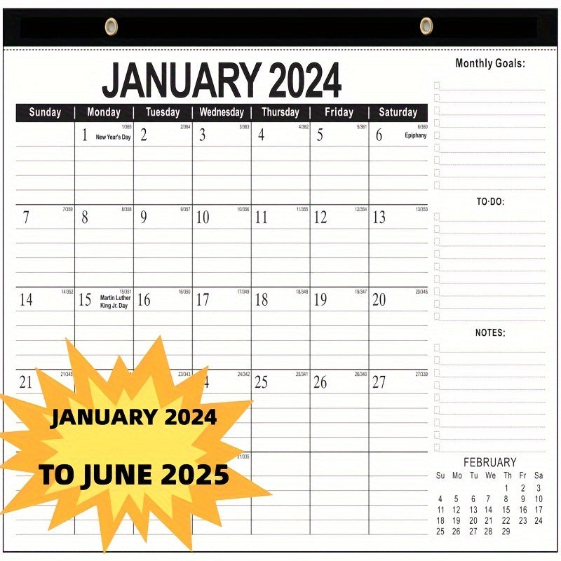 2023 Wall Calendar Jan-Jun Double Wire Binding Thick Paper Office Home Gift