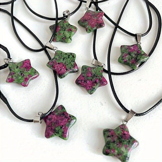 Hexagon Rose Quartz Pendant Necklace Opal Star Jewelry Gift
