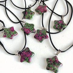 Hexagon Rose Quartz Pendant Necklace Opal Star Jewelry Gift
