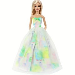 Green Gradient Tulle Princess Wedding Gown