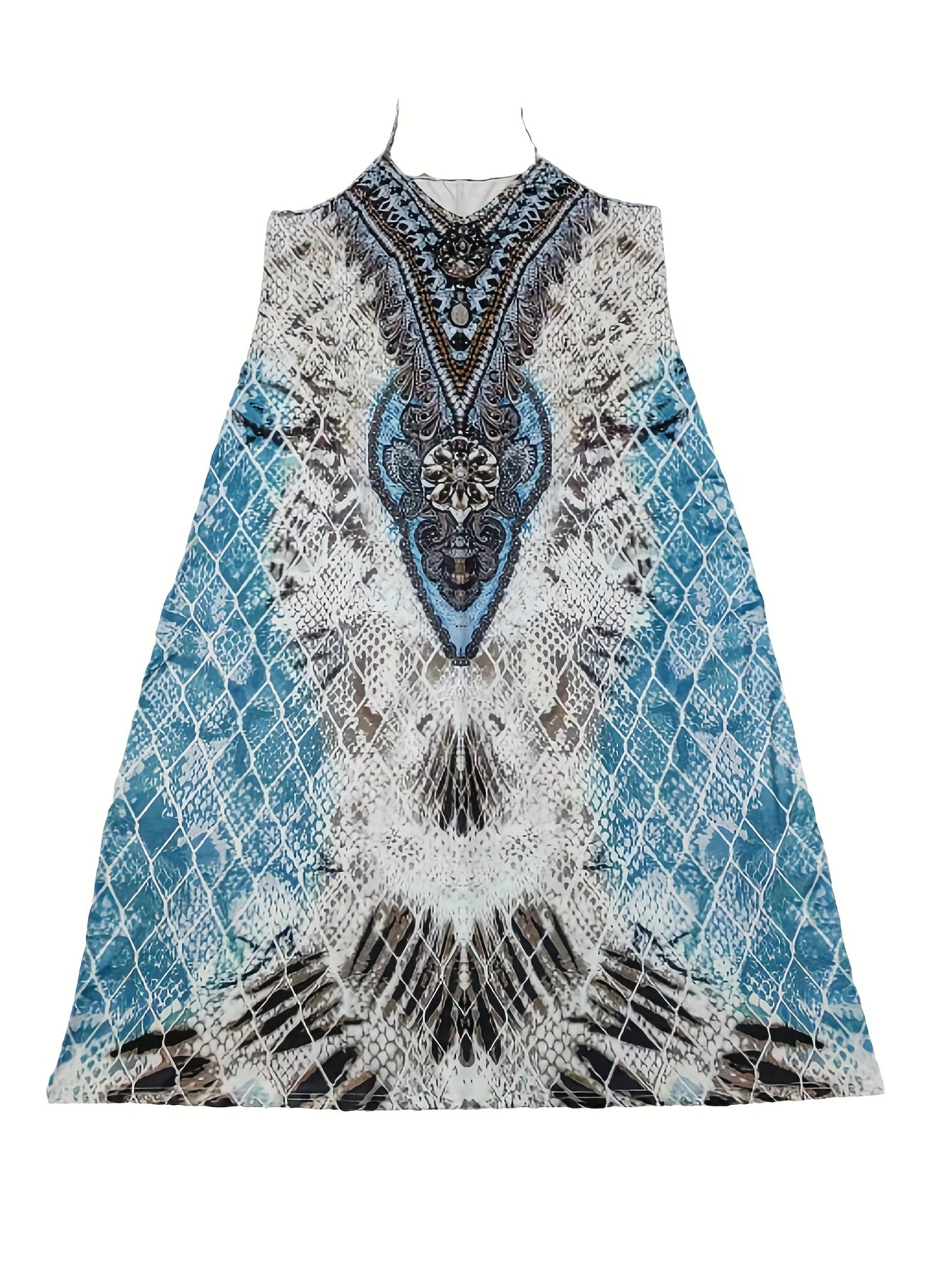  Paisley & Snake Print V-Neck Maxi Dress