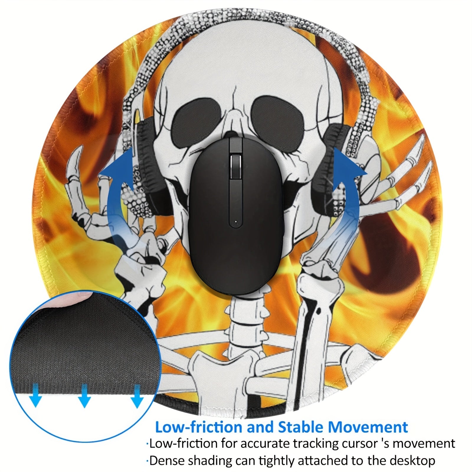 Happy Skull Pattern 20x20cm Mouse Pad Non-slip Rubber Sewn Edge