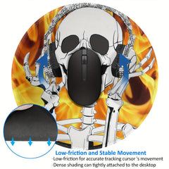 Happy Skull Pattern 20x20cm Mouse Pad Non-slip Rubber Sewn Edge