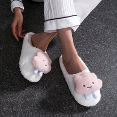 Cloud Plush Slippers, Cartoon Indoor Shoes