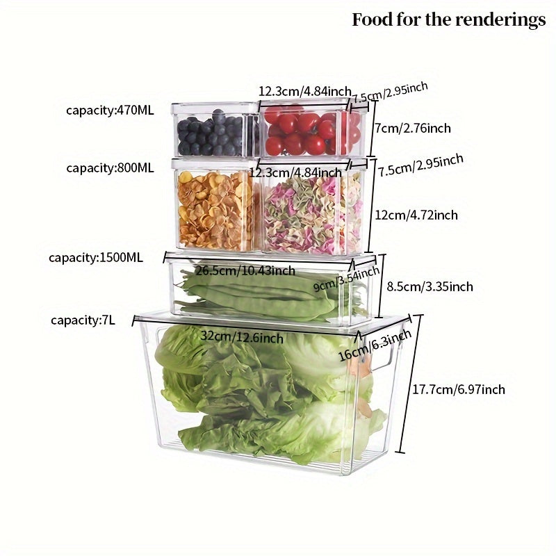 6pcs Refrigerator Storage Box Transparent PET Food Fresh keeping Box