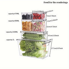 6pcs Refrigerator Storage Box Transparent PET Food Fresh keeping Box