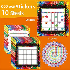 10 Packs Classroom Incentive Chart with 600 Star Stickers