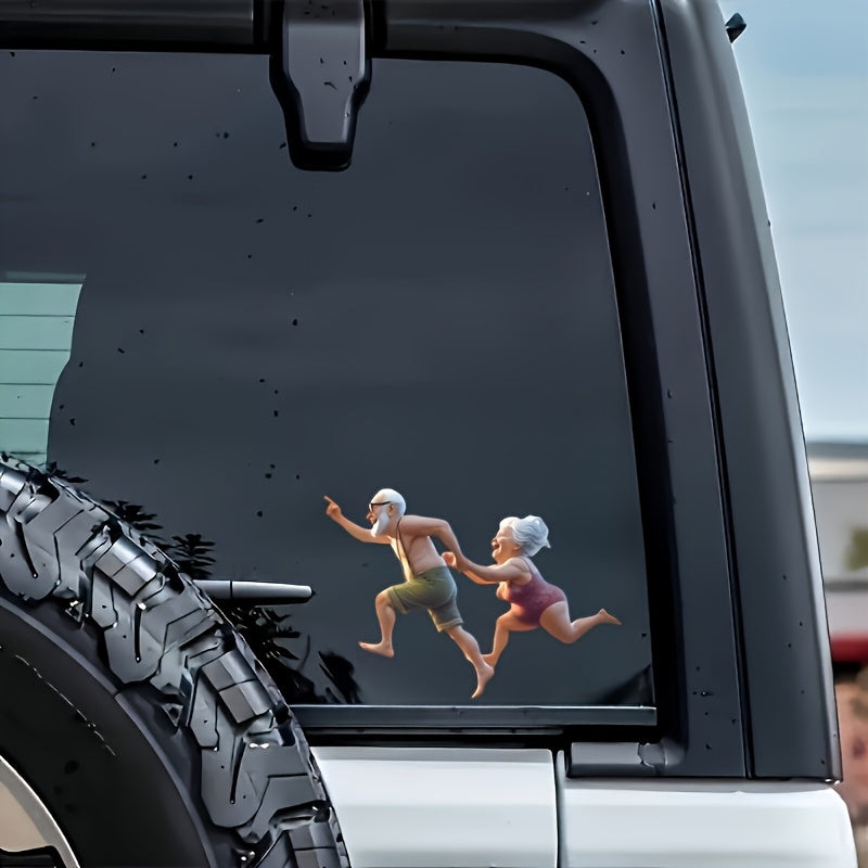 Fun Running Couple Vinyl Waterproof Decals - Smooth Scratch Cover Stickers