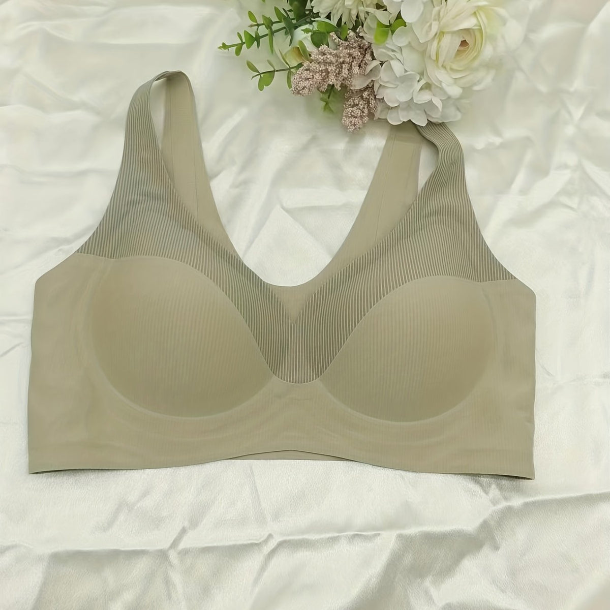 Striped Wireless Bra Comfy & Breathable Skin friendly Bra Women's Lingerie