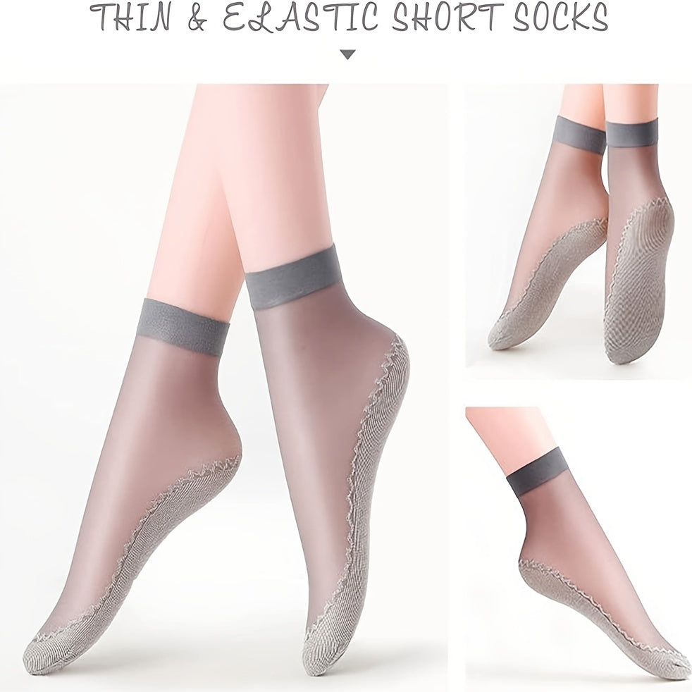 10 Pairs Thin Transparent Non-slip Short Socks Women's Stockings