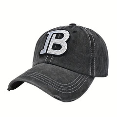 Distressed Washed Cotton Embroidery Baseball Cap Women