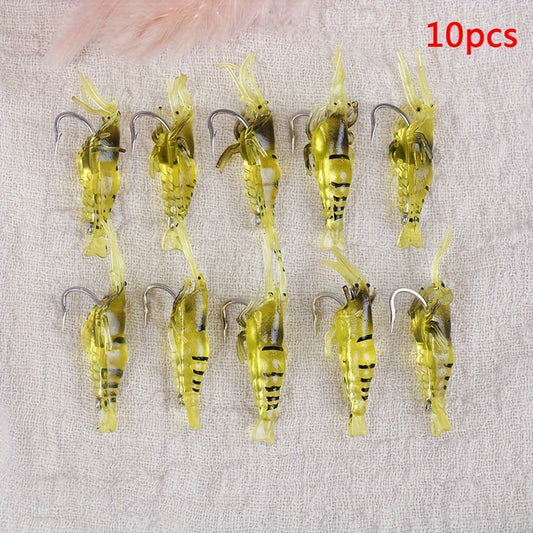 10pcs Realistic Soft Shrimp Hook Artificial Soft Lure Fishing Tackle