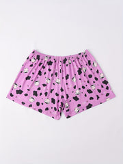 Women's Plus Cow Print Elastic Waist Home Shorts