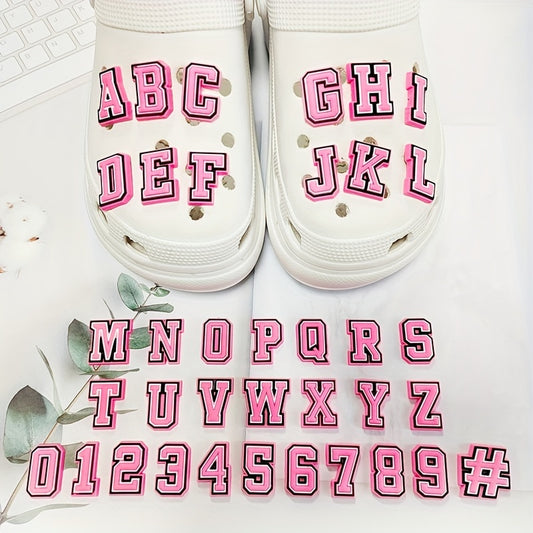 37Pcs Pink Letter Shoe Charms DIY Sandals Decorate Accessories Buckle