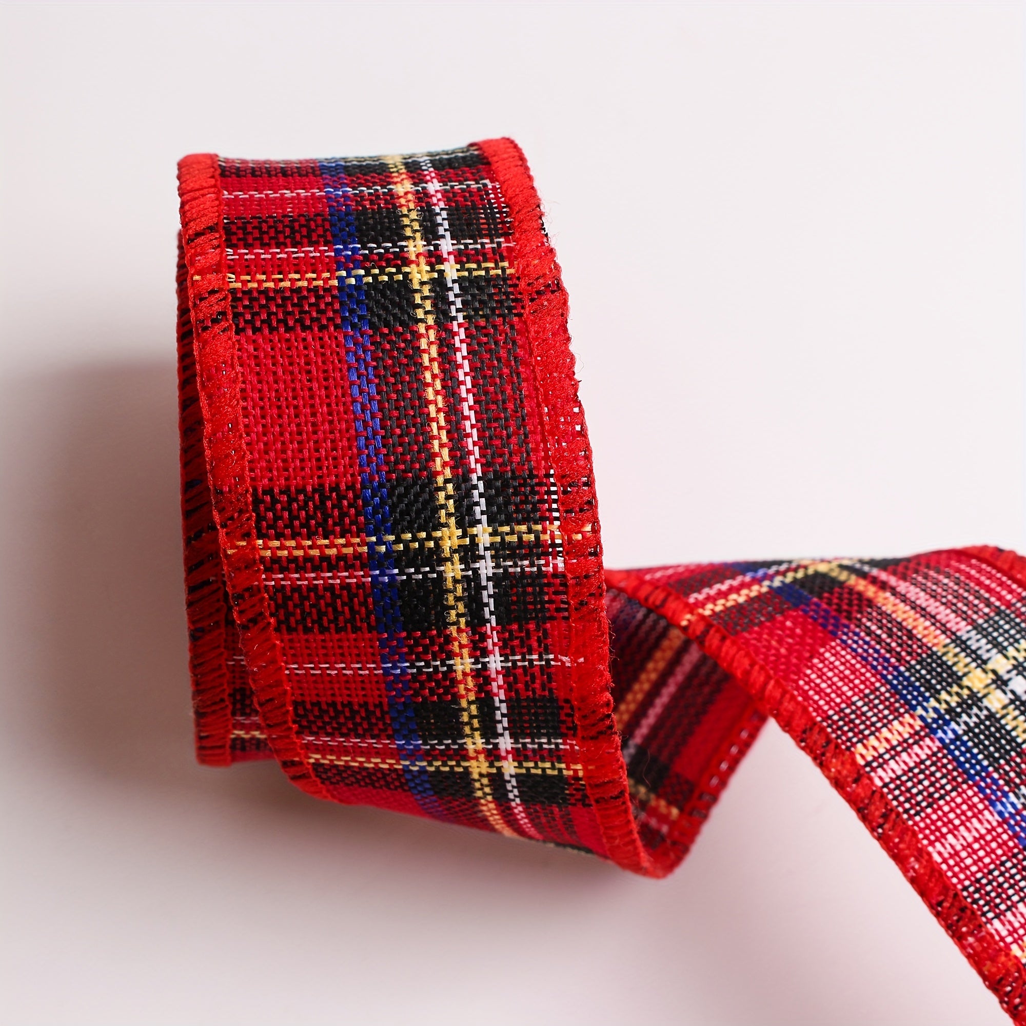 Burlap Colored Plaid Ribbon Roll 1.57inch 6m