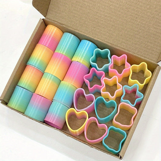 2pcs Mini Spring Toys Colorful Heart & Star Shaped Party Favors