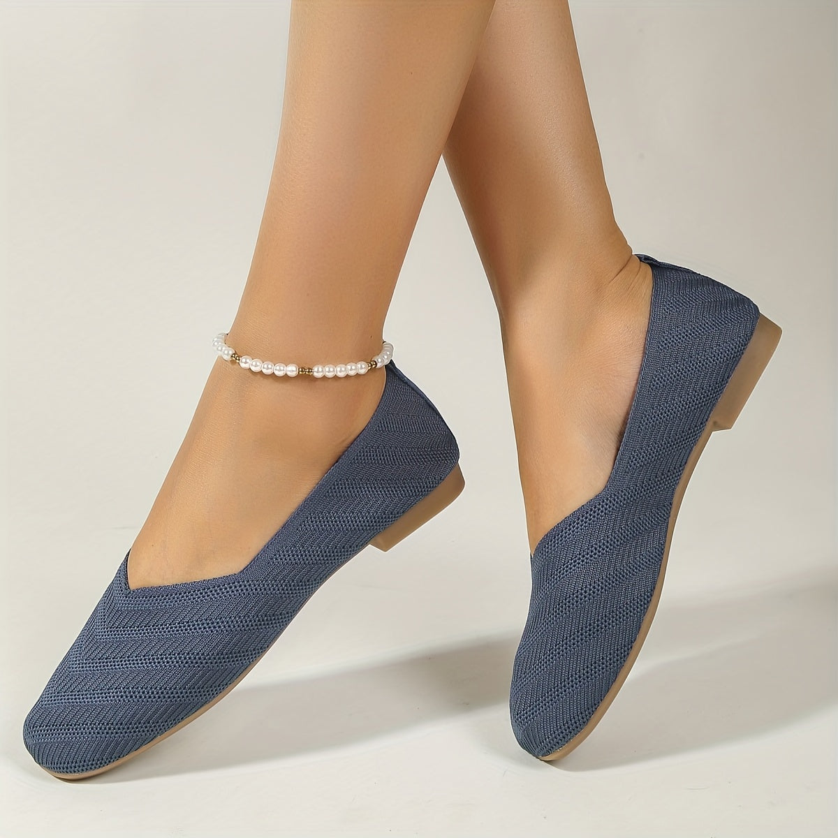 Women's Knitted Ballet Flats Comfy Slip On Shoes