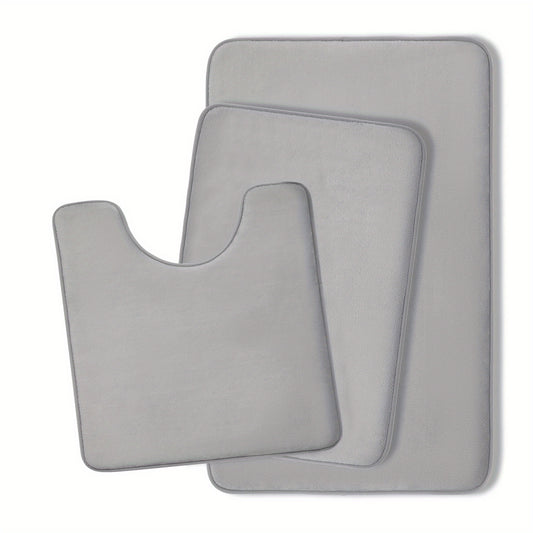 3pcs Memory Foam Bath Mats - Soft & Absorbent Non-Slip Foot Mat