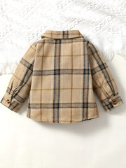 Boy Plaid Shirt Romper Flannel Long Sleeve Oversized Tops Button Down