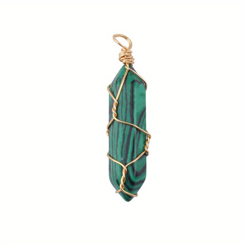 Jade Crystal Hexagonal Column Bullet & Rhombus Pendant