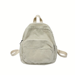 Corduroy Backpack Preppy Schoolbag Casual Travel Daypack Women