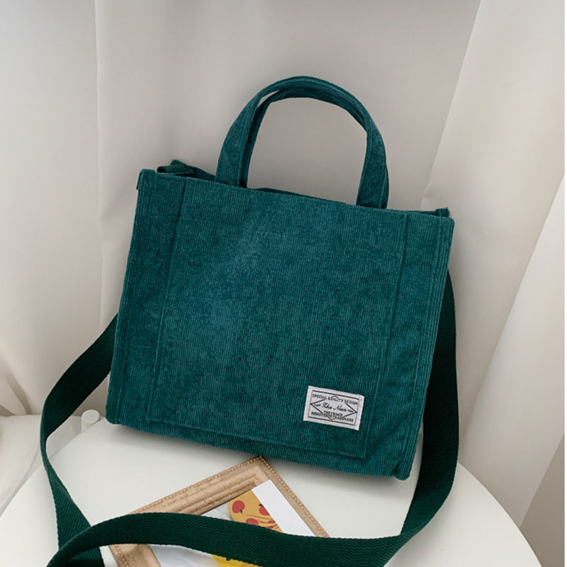 Large Capacity Corduroy Canvas Crossbody Bag for Women