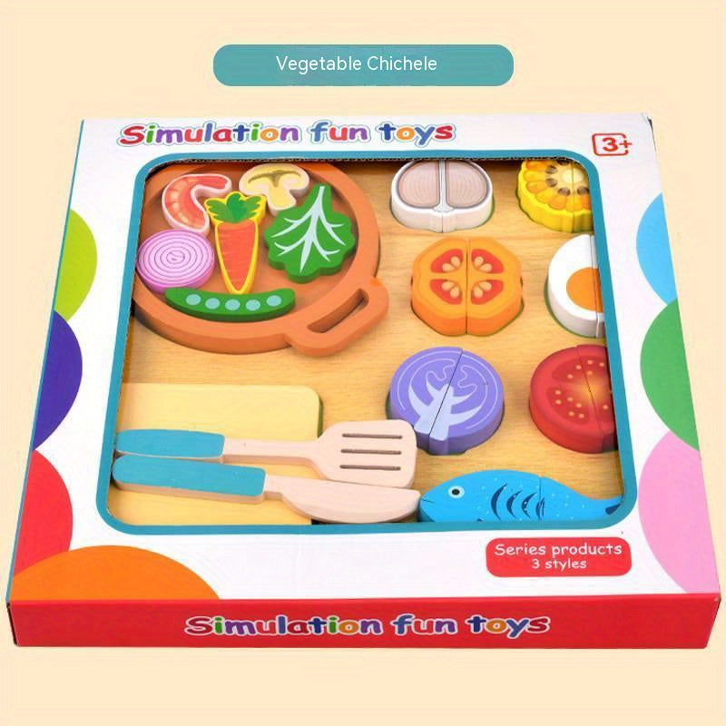 Baby Wooden Building Blocks Fruit Vegetable Cognition Puzzle Toys