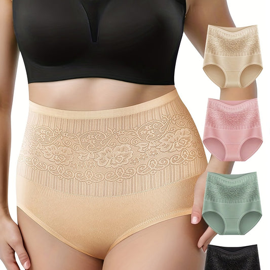 4 Pack Plus Size Tummy Control Panties Set Women's High Rise Panties