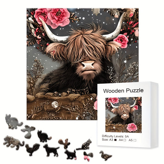 Cow Wooden Jigsaw Puzzle For Advanced Players Special Shapes Creative Birthday